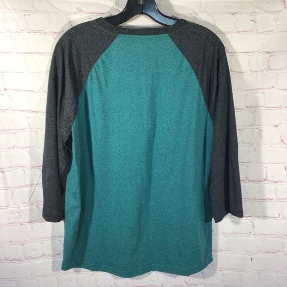 Tony Hawk Teal and Gray 3/4 Length Sleeve Henley - Size Medium - Picture 3 of 5